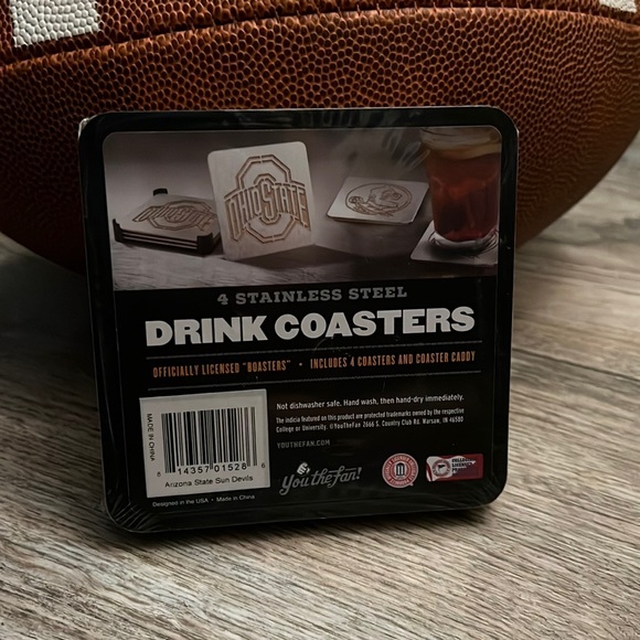 Arizona State University (ASU) 4-pack stainless steel drink coasters - Picture 2 of 3